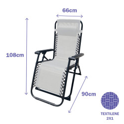 Marbueno Tumbona Plegable Acero Con Cojin Jardin y Piscina 90X66X108 c