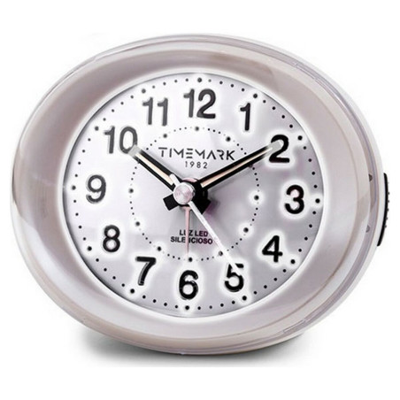 Reloj-Despertador Analógico Timemark Blanco Luz LED Silencioso Snooze
