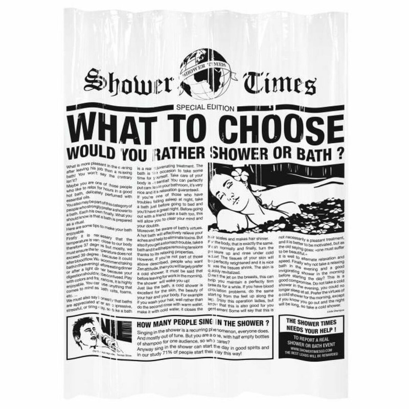 Cortina de Ducha Gelco Gazette Negro PEVA 180 x 200 cm Cortina de Ducha Gelco Gazette Negro PEVA 180 x 200 cm