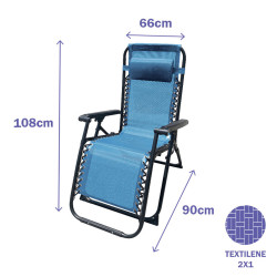 Marbueno Tumbona Plegable Acero Con Cojin Jardin y Piscina 90X66X108 c