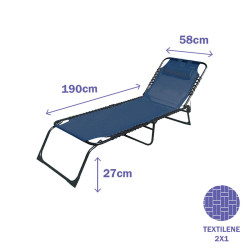 Marbueno Tumbona Plegable Acero Con Cojin Jardin y Piscina 190X58X27 c