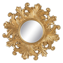 Espejo de pared 114 x 4,5 x 114 cm Cristal Dorado Madera