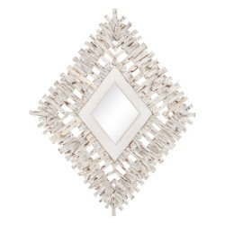 Espejo de pared 95 x 8 x 115 cm madera de teca Blanco