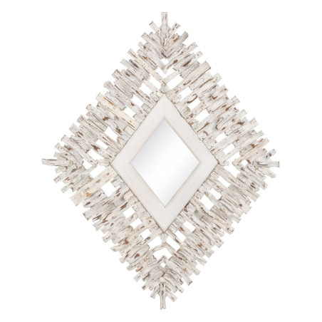 Espejo de pared 95 x 8 x 115 cm madera de teca Blanco