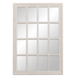 Espejo de pared Blanco Madera Cristal Madera de Paulonia Ventana 70 x