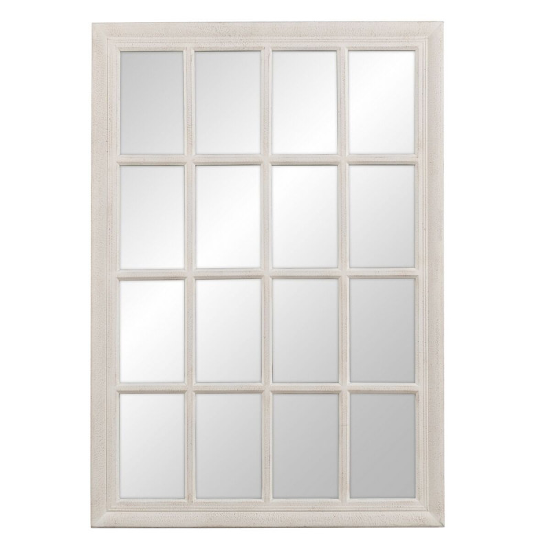 Espejo de pared Blanco Madera Cristal Madera de Paulonia Ventana 70 x