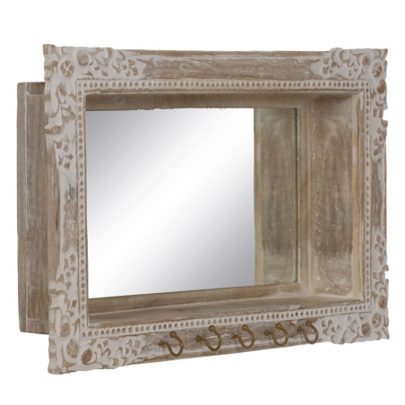Espejo de pared Blanco Beige Cristal Madera de mango Madera MDF Vertic
