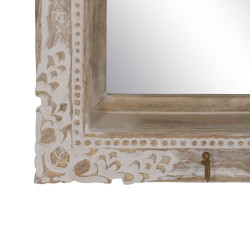 Espejo de pared Blanco Beige Cristal Madera de mango Madera MDF Vertic