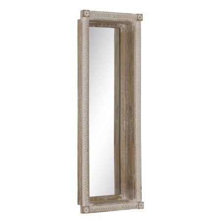Espejo de pared Blanco Natural Cristal Madera de mango Madera MDF Vert