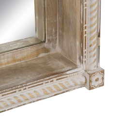 Espejo de pared Blanco Natural Cristal Madera de mango Madera MDF Vert