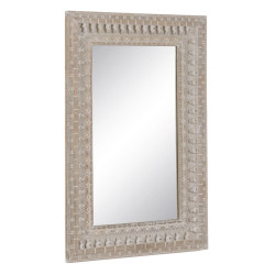 Espejo de pared Blanco Natural Cristal Madera de mango Madera MDF Vert
