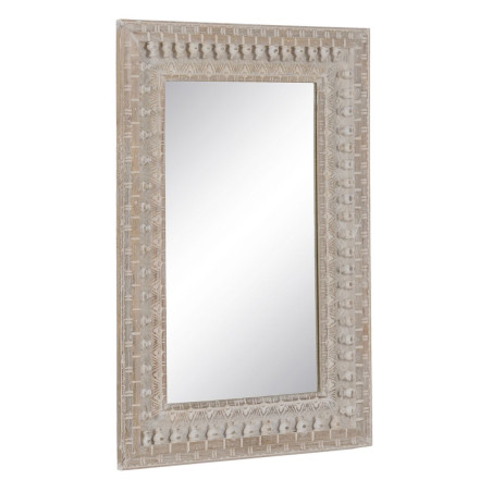 Espejo de pared Blanco Natural Cristal Madera de mango Madera MDF Vert