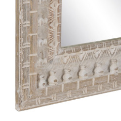 Espejo de pared Blanco Natural Cristal Madera de mango Madera MDF Vert