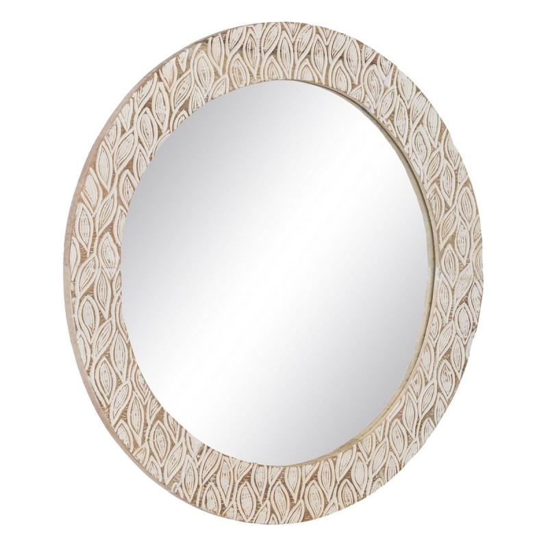 Espejo de pared Blanco Cristal Madera de mango 76 x 2 x 76 cm Espejo de pared Blanco Cristal Madera de mango 76 x 2 x 76 cm