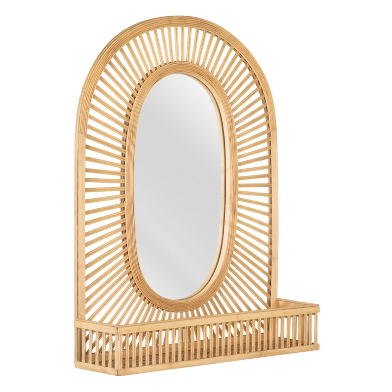Espejo de pared Beige Cristal Ratán 61 x 15 x 76 cm Espejo de pared Beige Cristal Ratán 61 x 15 x 76 cm