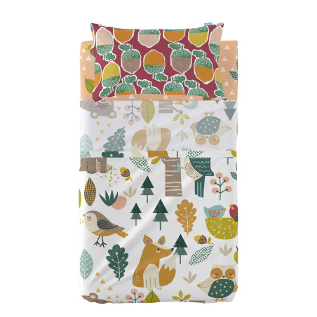Juego de Sábanas HappyFriday Moshi Moshi Harvestwood Multicolor Cuna