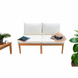Sofá de Jardín Alma Blanco Marrón Madera de acacia 124 x 70 x 77,5