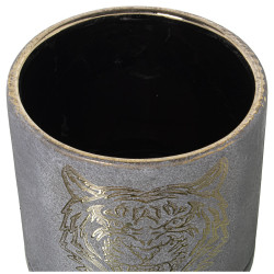 Macetero Alexandra House Living Gris Dorado Cerámica Tigre 18 x 18 x