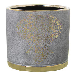 Macetero Alexandra House Living Gris Dorado Cerámica Elefante 18 x 18