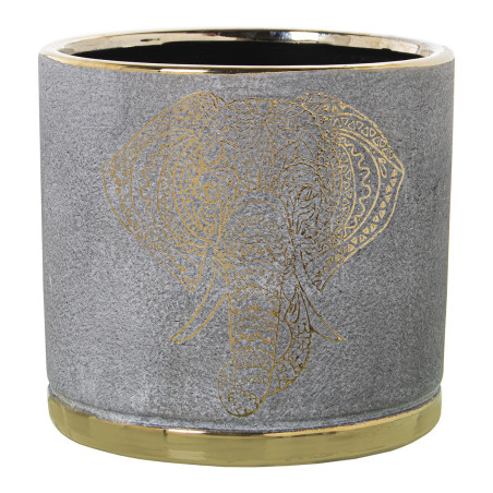 Macetero Alexandra House Living Gris Dorado Cerámica Elefante 18 x 18
