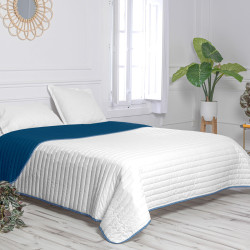 Colcha Reversible HappyFriday Basic Dash Blanco Azul marino 240 x 260