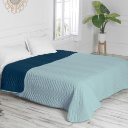 Colcha Reversible HappyFriday Basic Arista Azul marino Menta 270 x 260