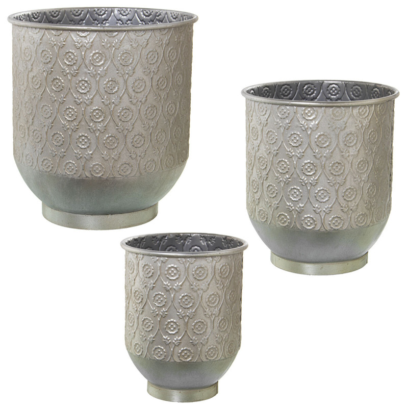 Set de Maceteros Alexandra House Living Plateado Metal (3 Piezas) Set de Maceteros Alexandra House Living Plateado Metal (3 Piezas)