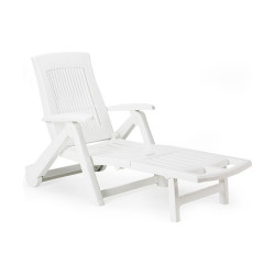 Tumbona IPAE Progarden Zircone Plegable Con ruedas Blanco Polipropilen