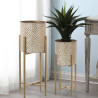 Set de Maceteros Alexandra House Living Dorado Metal Con soporte (4 Pi