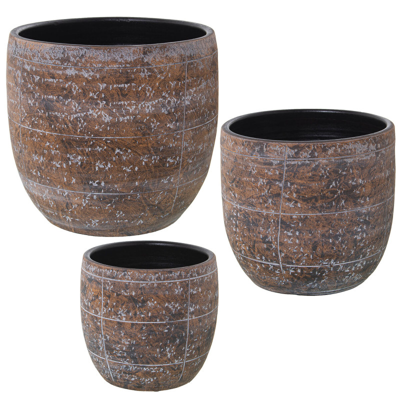 Set de Maceteros Alexandra House Living Marrón Cerámica (3 Piezas) Set de Maceteros Alexandra House Living Marrón Cerámica (3 Piezas)