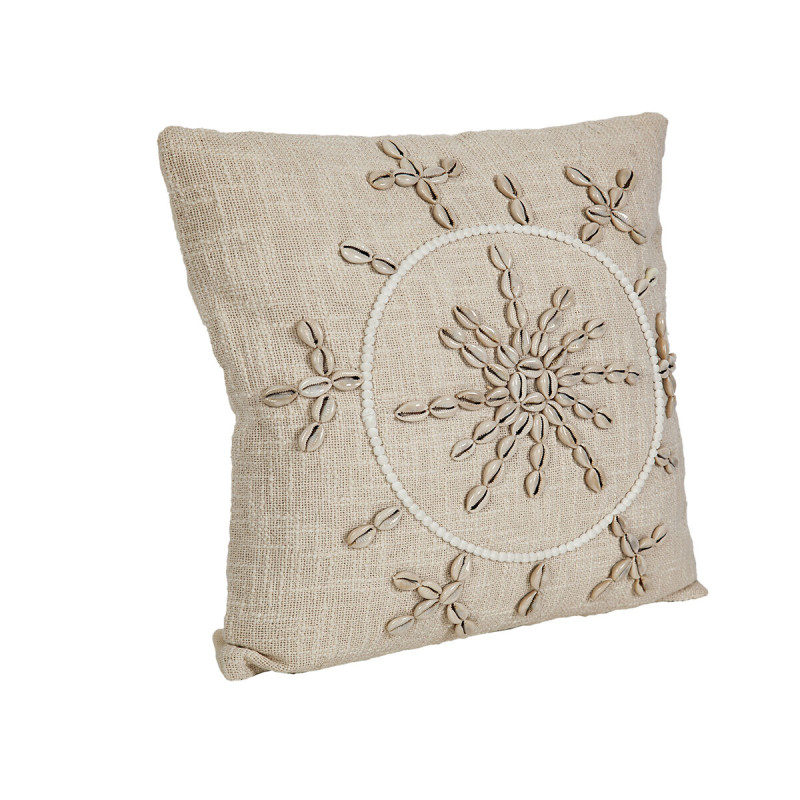 Cojín Romimex Beige Algodón Conchas 45 x 8 x 45 cm Cojín Romimex Beige Algodón Conchas 45 x 8 x 45 cm