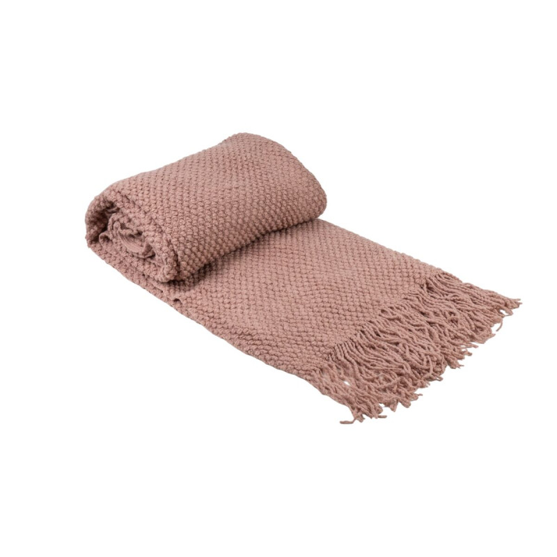 Manta Romimex Rosa Con flecos 130 x 200 x 1 cm Manta Romimex Rosa Con flecos 130 x 200 x 1 cm