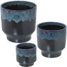 Set de Maceteros Alexandra House Living Azul Negro Cerámica (3 Piezas