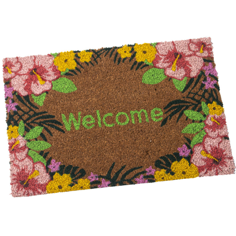 Felpudo Alexandra House Living Welcome Marrón 40 x 2 x 60 cm Flores Felpudo Alexandra House Living Welcome Marrón 40 x 2 x 60 cm Flores