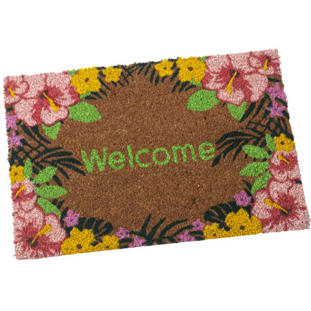 Felpudo Alexandra House Living Welcome Marrón 40 x 2 x 60 cm Flores