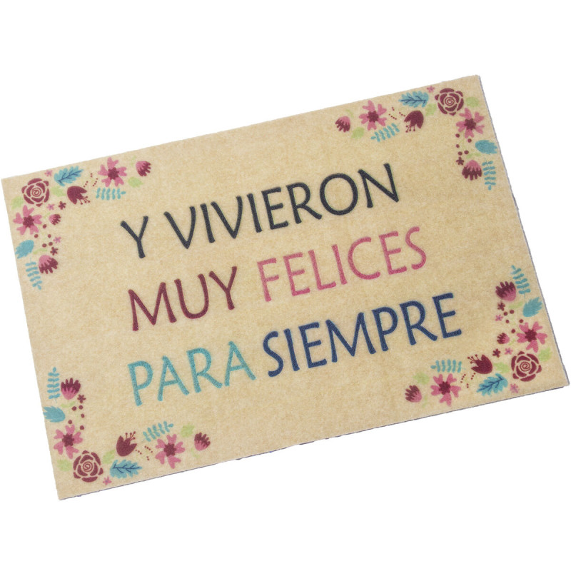 Felpudo Alexandra House Living Y VIVIERON MUY FELICES Azul Rojo Rosa C Felpudo Alexandra House Living Y VIVIERON MUY FELICES Azul Rojo Rosa C