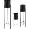 Set de Maceteros Alexandra House Living Negro Metal Con soporte (3 Pie