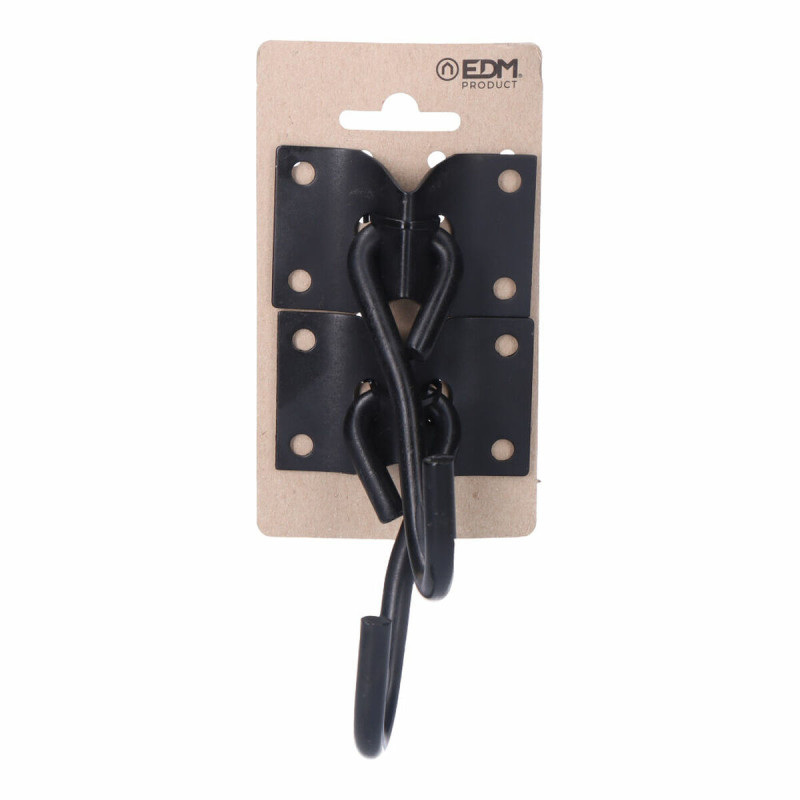 Soporte EDM Gancho para colgar Hamaca Negro 70 x 45 mm (2 Unidades) Soporte EDM Gancho para colgar Hamaca Negro 70 x 45 mm (2 Unidades)