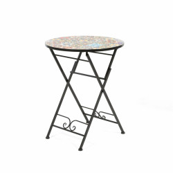 Mesa Auxiliar en Forja Praha Redonda Negro Hierro (Ø 60 cm)