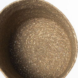 Set de Maceteros Alexandra House Living Metal Mimbre Ratán Rostro Con