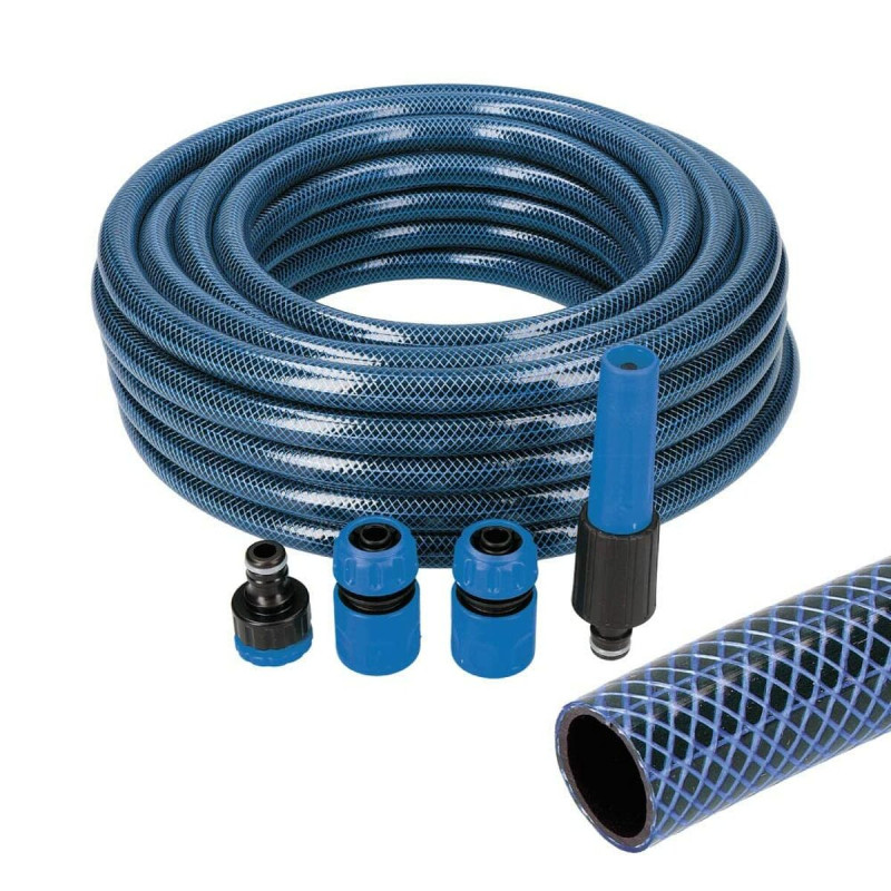 Set de Manguera con accesorios EDM Azul 20 mm x 15 m 5/8" Set de Manguera con accesorios EDM Azul 20 mm x 15 m 5/8"