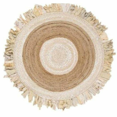 Alfombra DKD Home Decor 140 x 140 x 1 cm Natural Beige Marrón Poliés