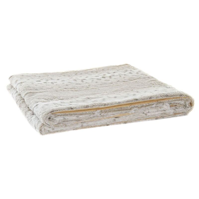 Manta DKD Home Decor Blanco Beige Animal Montaña Salvaje 150 x 200 x