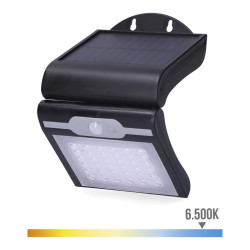 Aplique de Pared EDM Sensor de Movimiento Solar Negro 2 W 220 Lm (6500