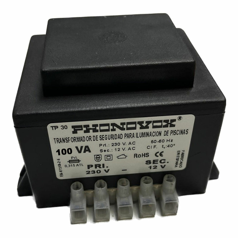 Transformador de seguridad para iluminación de piscinas PHONOVOX tp31 Transformador de seguridad para iluminación de piscinas PHONOVOX tp31