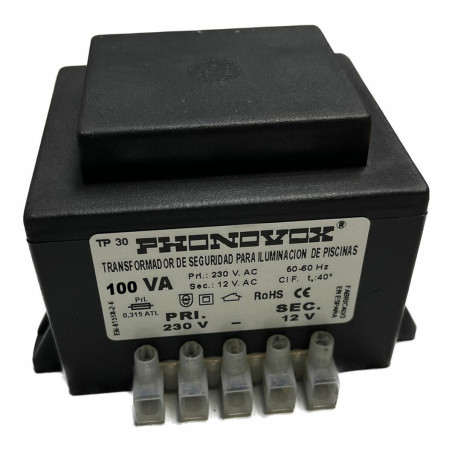 Transformador de seguridad para iluminación de piscinas PHONOVOX tp31