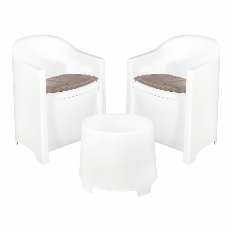 Conjunto de Mesa con 2 Sillones IPAE Progarden Luna sluc06bg Blanco Ja Conjunto de Mesa con 2 Sillones IPAE Progarden Luna sluc06bg Blanco Ja