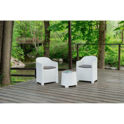 Conjunto de Mesa con 2 Sillones IPAE Progarden Luna sluc06bg Blanco Ja