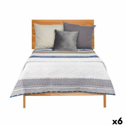 Colcha Reversible 240 x 260 cm Hexágonos Azul Blanco Gris (6 Unidades