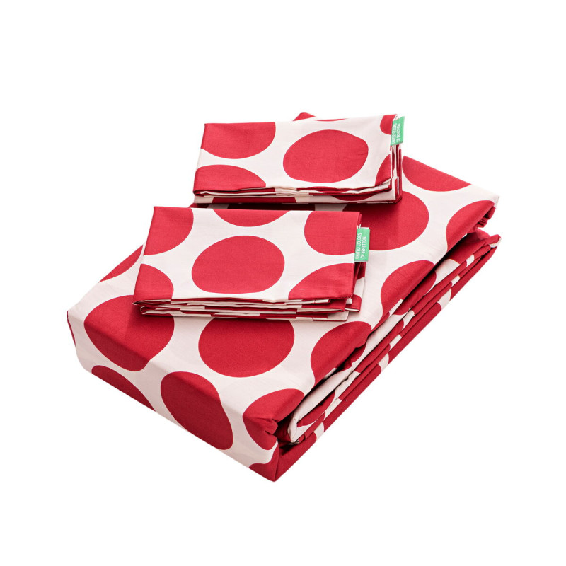 Juego de Sábanas Benetton Rojo Topos 4 Piezas Juego de Sábanas Benetton Rojo Topos 4 Piezas